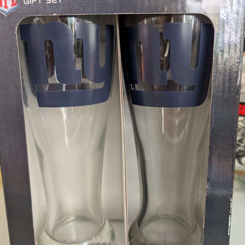 New York Giants NFL Pilsner Glass Gift Set - 2 Pack, NIB!